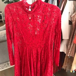 Free People Lace Dress with keyhole back